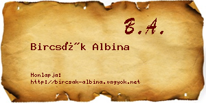 Bircsák Albina névjegykártya